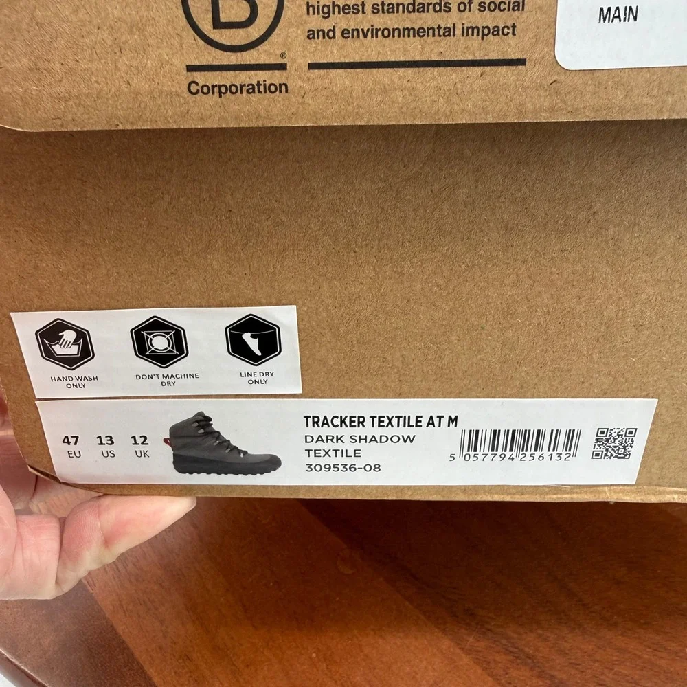 Vivobarefoot Tracker Textile AT Dark Shadow Hiking Boots Men EU 47/US 13 NIB